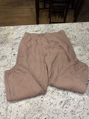 Abercrombie & Fitch Quilted Drawstring Lounge Pants - Mauve Taupe
